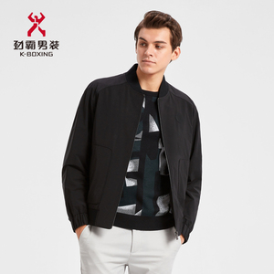 劲霸男装棉服秋季新款男士休闲棒球领短款夹克薄款外套fmdd3123
