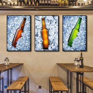 酒吧挂画烧烤火锅店餐吧工业风装饰画夜店ktv清吧创意啤酒瓶壁画