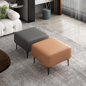 轻奢真皮沙发脚踏凳家用客厅现代简约牛皮贵妃位放脚蹬单个沙发凳