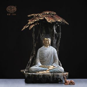 圣丰造像黄铜铜像释迦摩尼佛像菩提树下悟道佛摆件寺庙佛堂定制