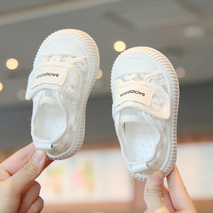 女童网面单鞋蕾丝布鞋春夏新款宝宝鞋子幼童学步鞋防滑软底婴儿鞋