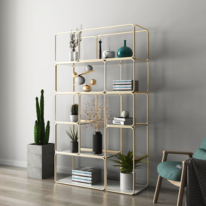 客厅置物架隔断铁艺北欧书架玄关落地储物收纳架现代靠墙架子摆件