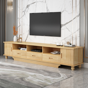 实木电视柜现代简约客厅小户型地台储物柜简易原木落地柜卧室矮柜