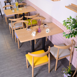 奶茶汉堡店快餐桌椅组合