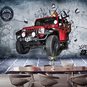 3d汽车个性工业风咖啡奶茶店餐厅壁纸网吧背景主题墙纸卧室壁画