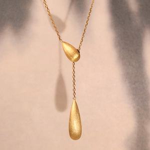 果茂珠宝 18k金项链素链女拉丝吊坠可调节意大利黄金高级感锁骨链