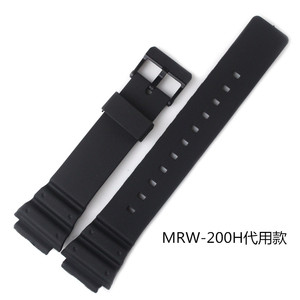 替换卡西欧男手表带黑 白色MRW-200H代用手表带CASIO橡胶带手表链