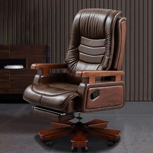 老板椅豪华牛皮大班椅总裁办公椅子可升降可趟商务实木