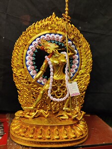 尼泊尔释迦族 紫铜全鎏金手工簪刻雕花工艺 那洛空行母 卡雀玛像