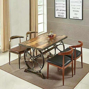 厂家直销桌椅火锅店咖啡厅奶茶店西餐厅快餐店仿实木牛角椅子桌子