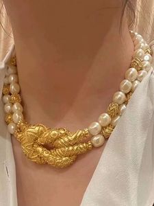 欧美新款复古中古首饰双层珍珠项链高品质锁骨链女网红颈链choker