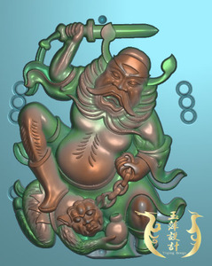 钟魁 小鬼 钟馗捉鬼 精雕图 浮雕图 玉雕图 jdp