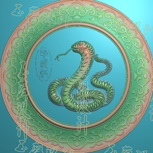 玉玉生辉wlm淘宝精雕图 浮雕图 十二生肖 竹子蛇 玉雕电脑雕刻图jdp