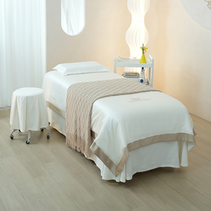 新款高端纯色美容床罩四件套美容院定制四季通用按摩理疗白色床套