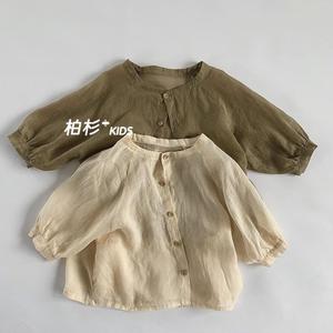 韩国童装2024夏天丝棉儿童薄款皮肤衣小童防晒服男女童薄款空调衫