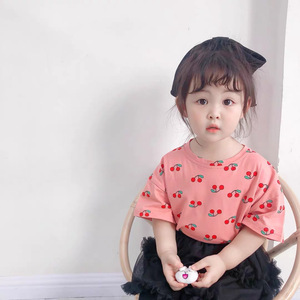 【网红】纯棉男女童韩版短袖T恤夏季新款上衣中小童装兄弟姐妹装