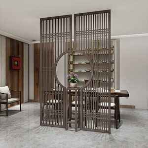 定制新中式屏风客厅餐厅隔断屏风仿木玄关隔断装饰背景墙