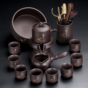 陶福气 紫砂自动茶具套装家用 懒人泡神茶器石磨茶壶茶杯茶盘整套