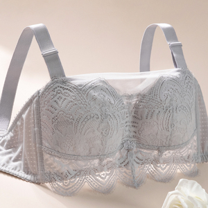 谜呀 羽翼大码抹胸内衣女夏季薄款显胸小防走光裹胸蕾丝聚拢文胸