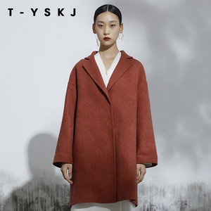 TYSKJ台绣2023年新款冬季保暖呢大衣女设计感小众刺绣一手长外套