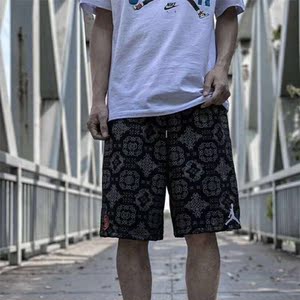clot联名aj飞人篮球短裤满印丝绸限定中国风冠希edc男女休闲裤子