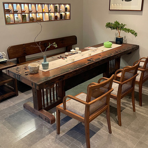 实木大板茶桌椅组合功夫茶台办公室新中式原木泡茶桌茶具套装一体965