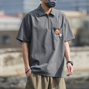 polo衫男夏季翻领薄款短袖 男装日系休闲工装潮牌半袖保罗衫t恤潮