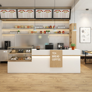 奶茶店转角吧台简约现代便利店收银台店铺咖啡蛋糕店烘焙店前台柜