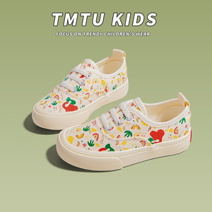 TMTU KIDS 可爱彩绘儿童帆布鞋一脚蹬2023秋冬男童鞋女童休闲板鞋