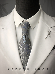 复古领带男士新郎结婚婚礼商务正装西服灰色英伦手打高级感礼盒装