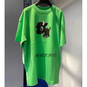 正品代购balenciaga/巴黎世家 牛年限定新款小牛印花男女短袖t恤