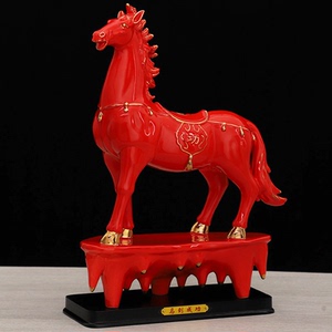 马到成功摆件红色陶瓷马招财镇宅办公室家居装饰瓷器马雕塑工艺品