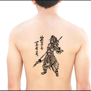 660人付款淘宝八旗赵子龙赵云关公满背纹身贴男防水逼真持久白起背部