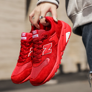 新百伦580运动鞋男鞋女鞋本命年红色nb慢跑鞋旗舰店官方正品官网