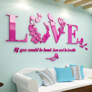 love亚克力 3d立体墙贴画客厅电视背景墙 温馨婚房装饰