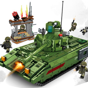 军事玩具t14阿塔玛主战坦克两栖步兵战车t90特种兵装甲车拼装积木