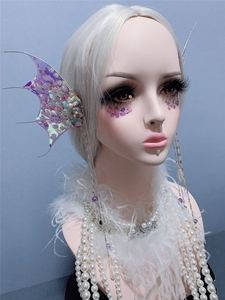 镭射人鱼耳饰渐变鲛人耳朵头饰仙气精灵发饰品美人鱼道具写真影楼