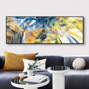 鳟鱼抽象主卧壁画床头挂画长方形装饰画客厅北欧长型扁横版长条画