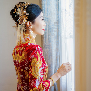 秀禾服2020新款古装出阁新娘结婚中式传统秋冬嫁衣绣服修身龙凤褂