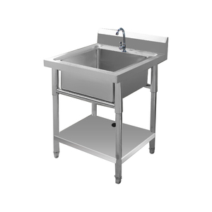 不锈钢单眼水池商用厨房小水槽单星带支架子简易洗菜盆单个落地式