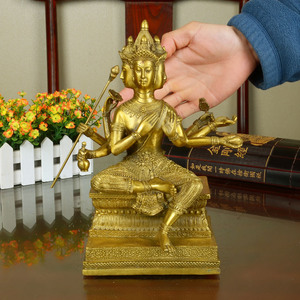 纯铜泰国四面佛摆件大梵天王佛像有求必应佛印度神像泰式装饰摆件