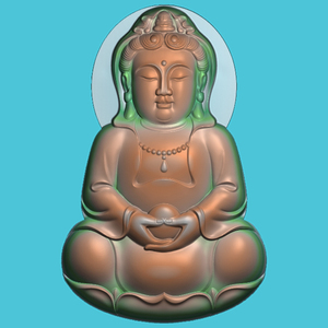 新款老蒋抱珠观音精雕图精品菩萨灰度图电脑雕刻图人物带线有背面