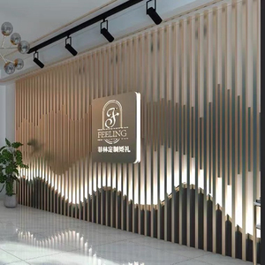 不锈钢屏风镂空花格轻奢新中式客厅隔断酒店售楼部工程形象墙定制