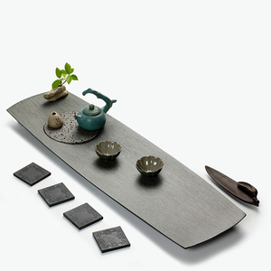 高档乌金石茶盘大号家用客厅办公室茶桌日式石头茶台简约茶具茶托