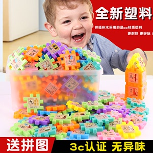100片多米诺益智力开发塑料积木拼装早教儿童拼图玩具1-3-4-6周岁