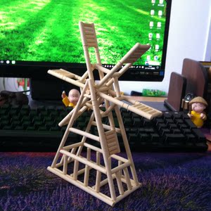 竹艺 一次性筷子手工制作风车摆件模型 玩具 手工作业 手工diy