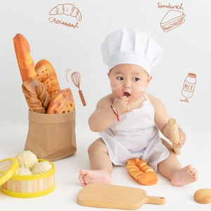 新款儿童摄影主题小小厨师宝宝百天照周岁艺术照拍照主题服饰道具