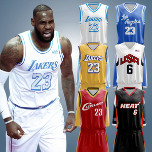 詹姆斯球衣23号湖人城市版骑士队热火6篮球服套装梦八梦十队服