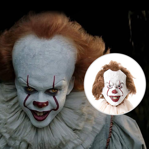 电影小丑回魂乳胶头套服装 万圣节cos恐怖小丑面具整蛊吓人搞怪