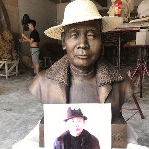 铜像真人肖像雕塑定制老人照片玻璃钢雕塑胸像半身像纪念名人摆件